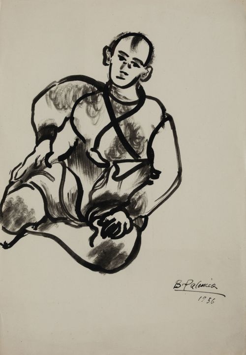 BENJAMÍN PALENCIA, "Niño", 1956, Tintas sobre papel