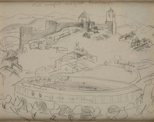 DANIEL VÁZQUEZ DÍAZ, "Apunte de la Rábida", Lápiz sobre pap