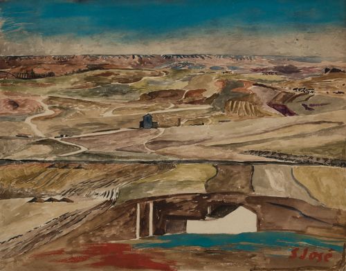 FRANCISCO SAN JOSE GONZÁLEZ, "Paisaje castellano", Acuarela