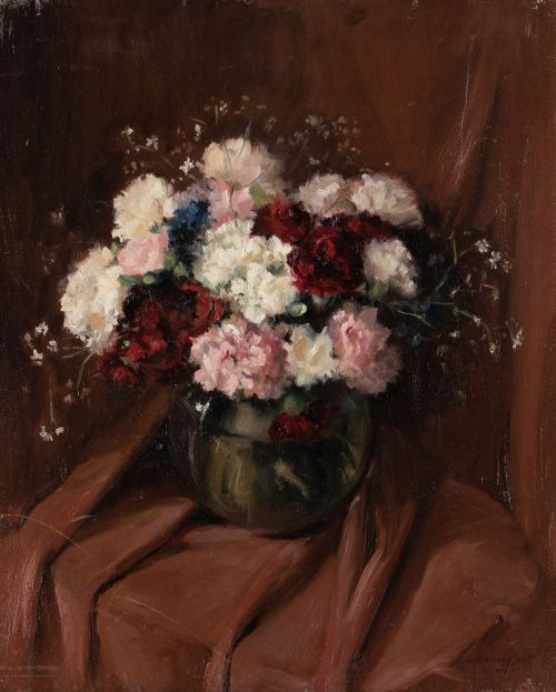 ARMANDO MIRAVALLS BOVE, "Pareja de jarrones con flores", Do