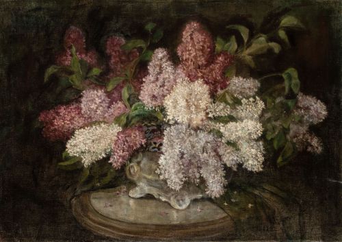 ATRIBUIDO A CAMILA GÖBL-WAHL, "Lilas", Óleo sobre lienzo