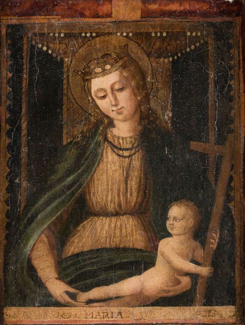 ESCUELA HISPANO FLAMENCA, "Virgen con el Niño", Óleo sobre