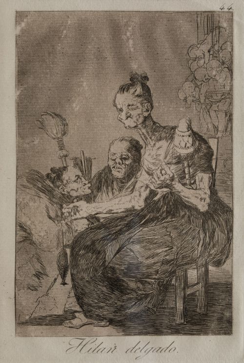 FRANCISCO DE GOYA Y LUCIENTES, "Hilar delgado", Grabado sob