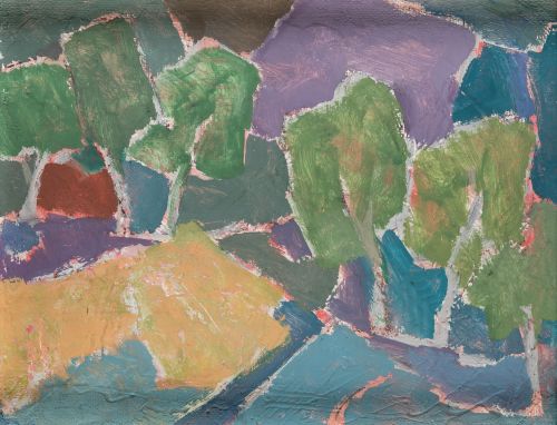 ROBERTO RODET VILLA, "Paisaje", 1968, Acrílico sobre tablex