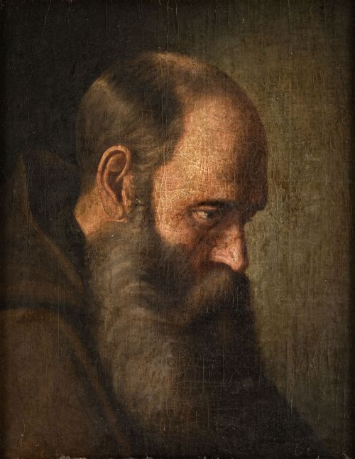 ESCUELA ESPAÑOLA, "Santo", Óleo sobre lienzo