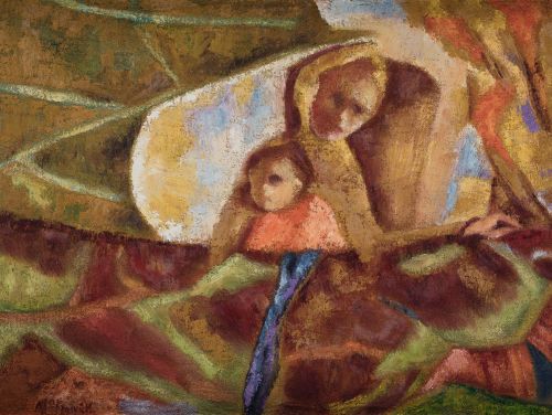 MARIA FRANCISKA DAPENA RICO, "Maternidad", Óleo sobre tela