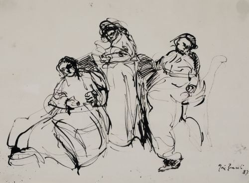 JOSÉ BARCELÓ ALBADALEJO, "Composición con personajes", 1987