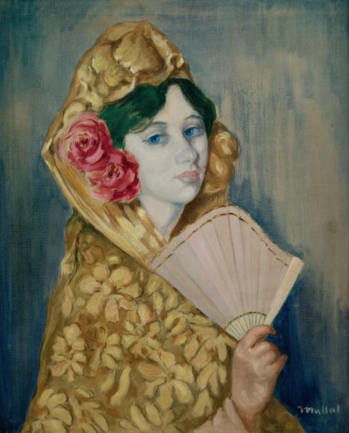 ESCUELA ESPAÑOLA, "Una manola", Óleo sobre lienzo