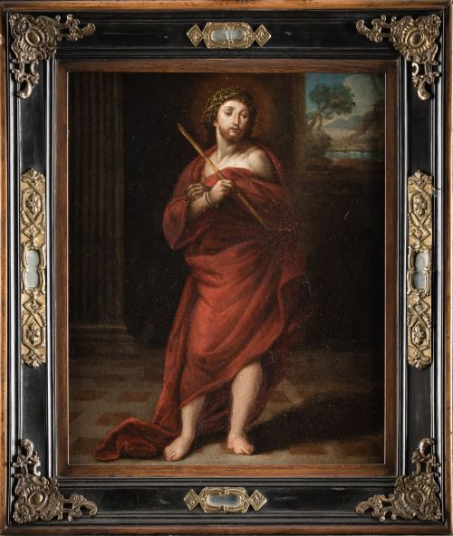  ESCUELA ITALIANA, "Ecce Homo", Óleo sobre cobre.