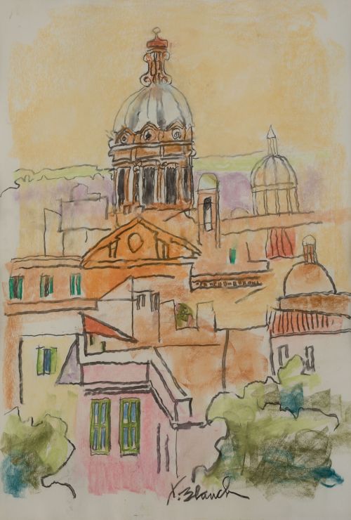 XAVIER BLANCH PLA, "Roma", Técnica mixta sobre papel