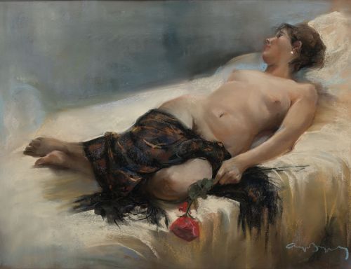 CAYETANO DE ARQUER BUIGAS, "Sosiego", Pastel sobre papel