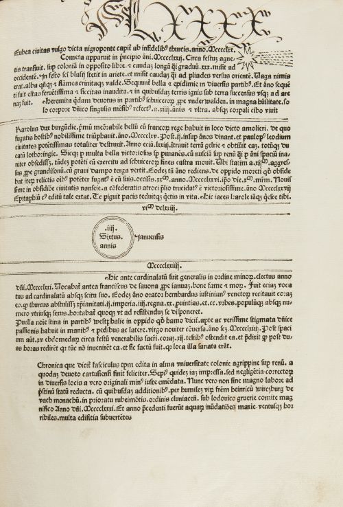 WERNER ROLEWINCK (1425 - 1502) Incunable y manuscrito."Fas