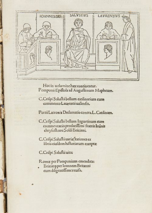 Incunable. CAYO SALUSTINO CRISPO "Opera" 1494.