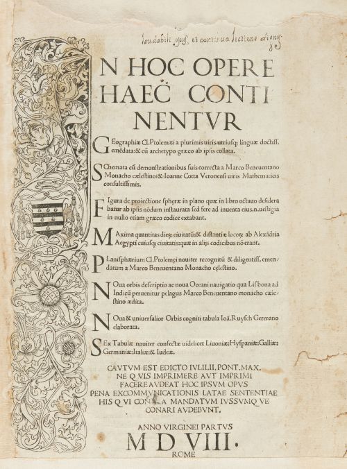 CLAUDIO PTOLOMEO, "In hoc opere haec continentur Geographia