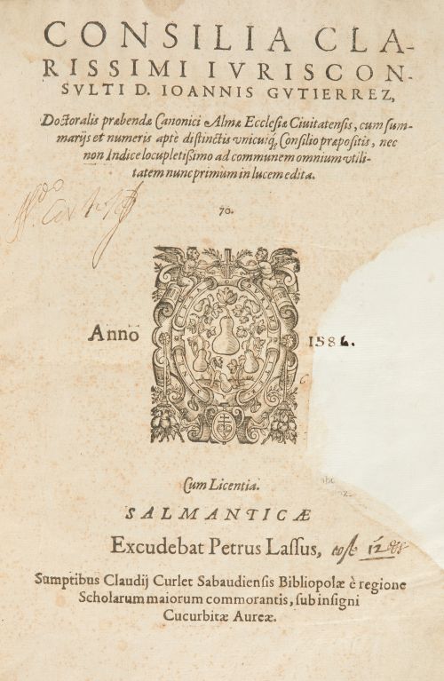 JUAN GUTIÉRREZ, "Consilia Clarissimi iurisconsulti"