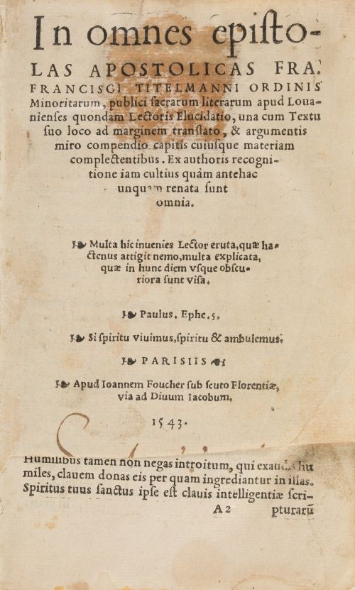 FRANÇOIS TITELMANS, "In omnes Epistolas Apostolicas Fra. Fr