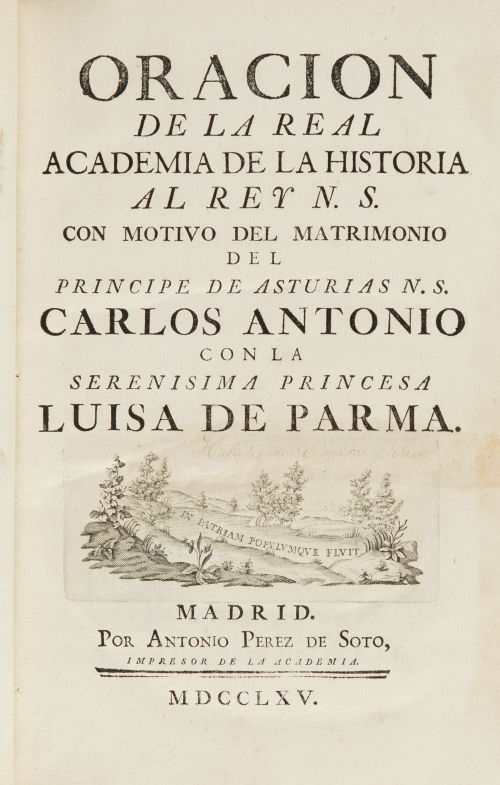 "Oracion de la Real Academia de la Historia al Rey N. S. "