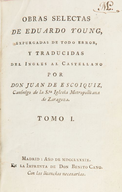 EDWARD YOUNG, "Obras selectas de Eduardo Young, ...traducid