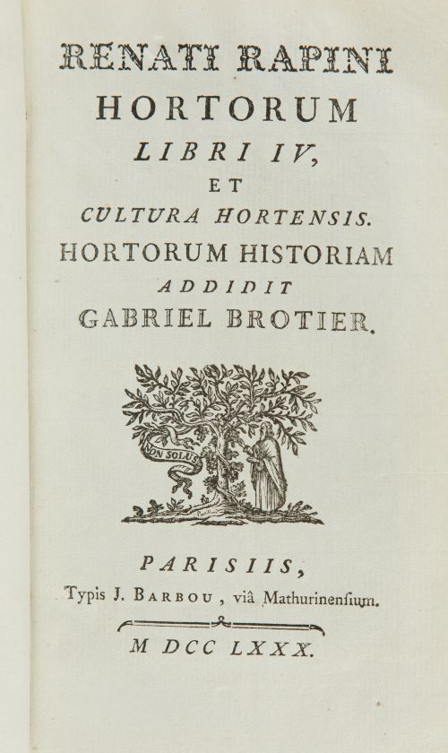 "Renati Rapini Hortorum Libri IV, et cultura Hortensis. Hor