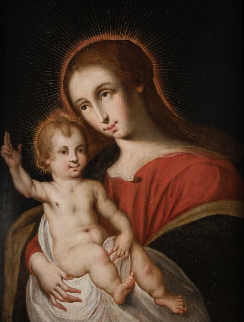 CORNELIS SCHUT, "La Virgen con el Niño", Óleo sobre lienzo