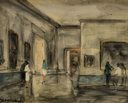 RAFAEL DURANCAMPS, "Interior de un museo", Técnica mixta so