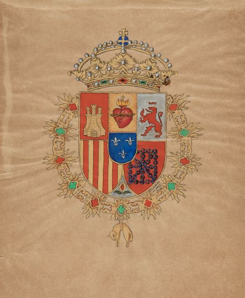 ANÓNIMO, "Escudo carlista con el Sagrado Corazón de Jesús",