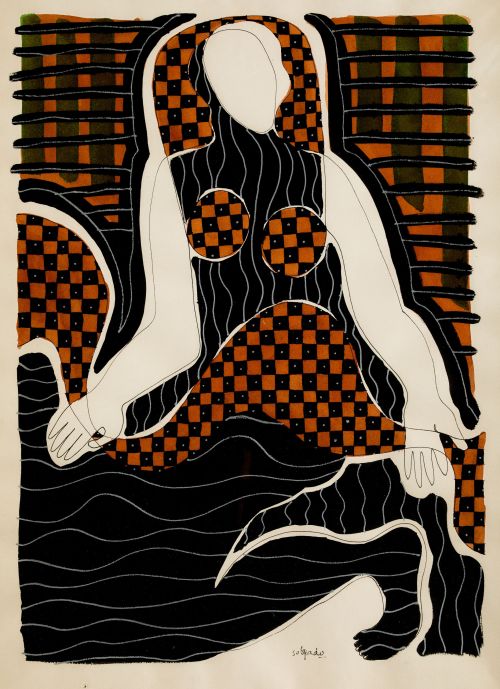 PEDRO SOBRADO, "Mujer", Técnica mixta sobre papel