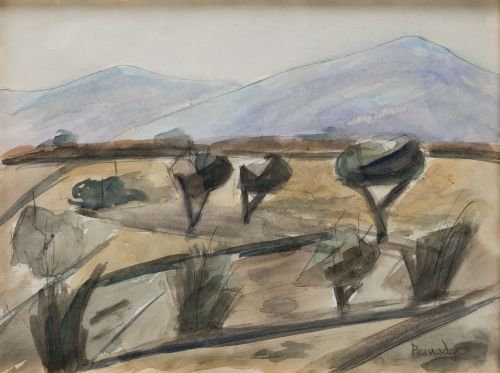 JOAQUÍN PEINADO VALLEJO, "Aquel paisaje" , Acuarela y grafi