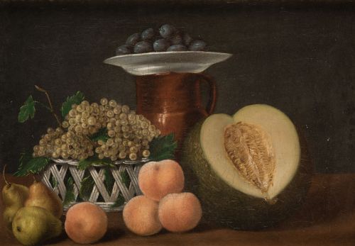 ESCUELA ESPAÑOLA , "Bodegones de frutas", Pareja de óleos s