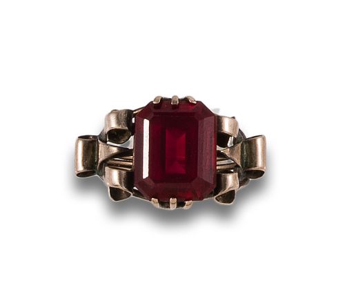 CHEVALIER RING IN SILVER WITH SYNTHETIC RUBY