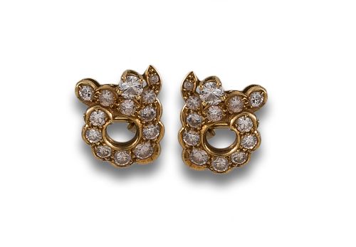 PENDIENTES DE DIAMANTES, EN ORO AMARILLO