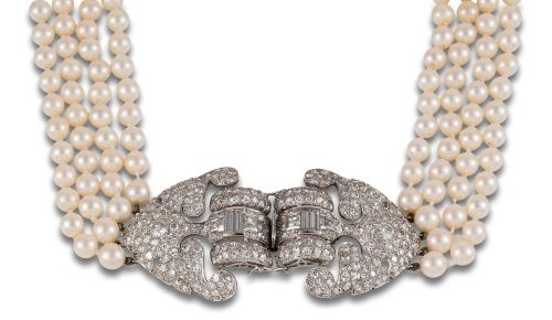 GARGANTILLA DE CUATRO HILOS DE PERLAS CULTIVADAS CON IMPORT