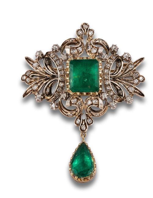 BROCHE-PENDANT PP. S. XX EN ORO Y PLATA 