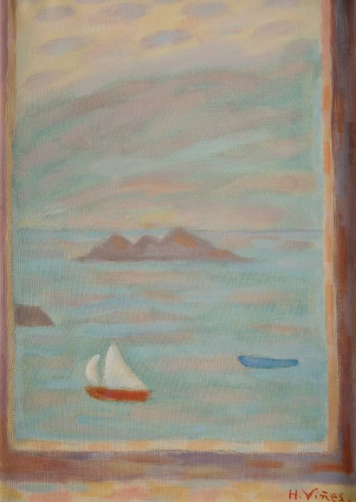 HERNANDO VIÑES, "Roscoff", 1978, Óleo sobre lienzo
