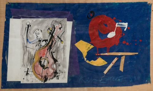 ESCUELA ESPAÑOLA, "Átame", 1990, Acrilico y collage sobre