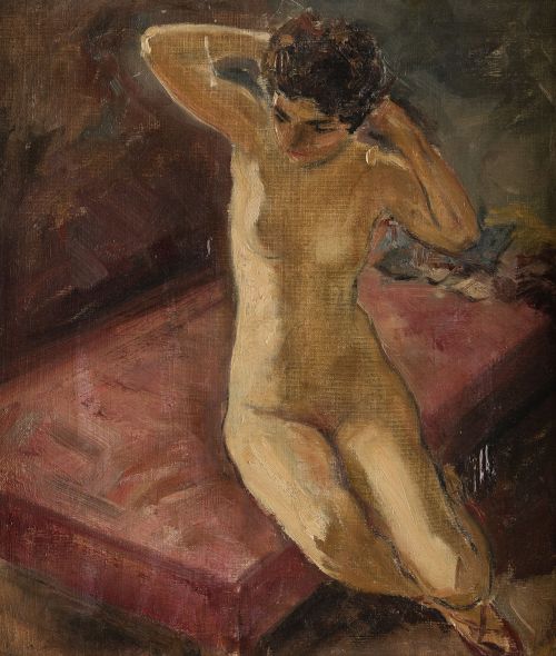 PEDRO PRUNA, "Desnudo femenino", Óleo sobre lienzo