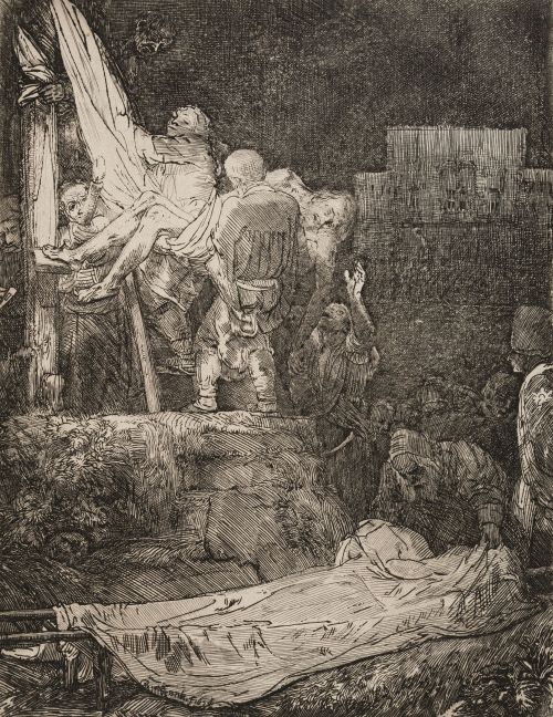 REMBRANDT HARMENSZ VAN RYJN, "El descendimiento a la luz de