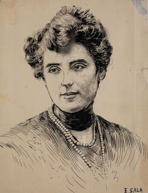 EMILIO SALA Y FRANCÉS, "Retrato de dama con collar de perla