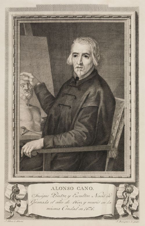 JOSÉ VÁZQUEZ, "Alonso Cano", Grabado de punto sobre lámina