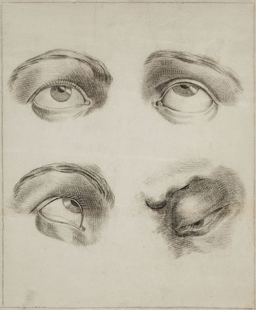 ANÓNIMO, "Estudio de ojos", Lápiz sobre papel