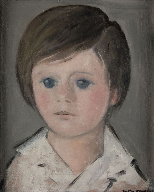 SOFIA MORALES SANDOVAL, "Retrato de niño", Óleo sobre lienz