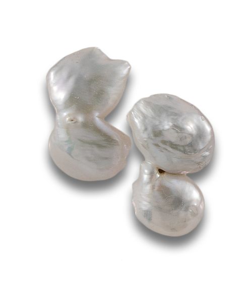 PENDIENTES DE PERLAS CULTIVADAS BARROCAS, EN PLATA