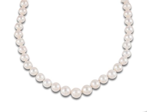 COLLAR DE PERLAS CULTIVADAS EN DEGRADÉ, EN PLATA DORADA