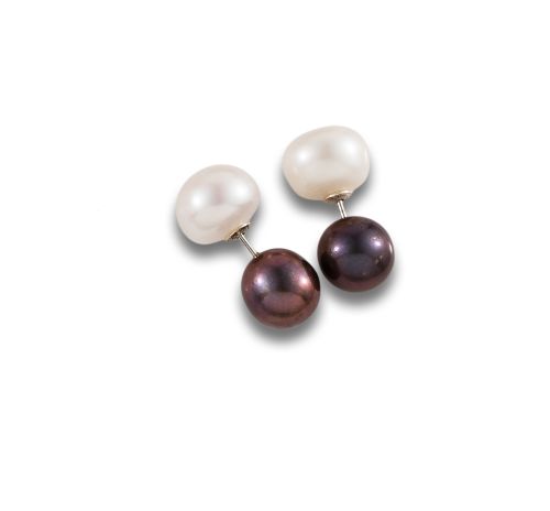 DOUBLE PEARL EARRINGS, IN SILVER