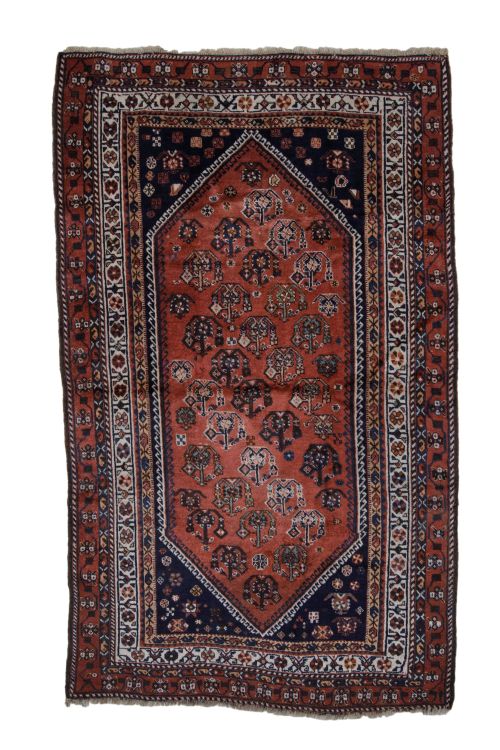 Antigua alfombra persa khamse de lana anudada a mano