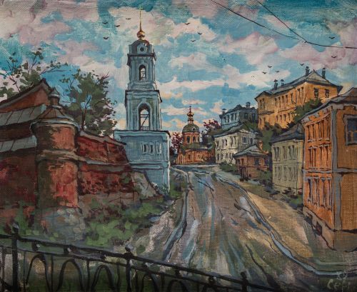 ESCUELA RUSA, "Monasterio de la Natividad", 1989, Óleo sobr