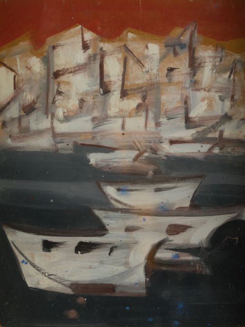 JUAN GARCÉS, "Paisaje costero", Óleo sobre cartón