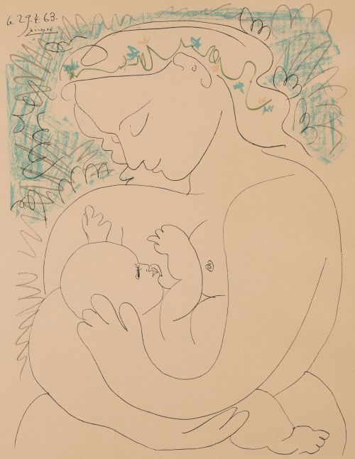 PABLO RUIZ PICASSO (DESPUES), "Maternité", Litografía sobre