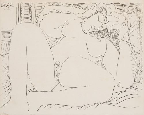 PABLO RUIZ PICASSO (DESPUES), “Mujer desnuda acostada” , Li