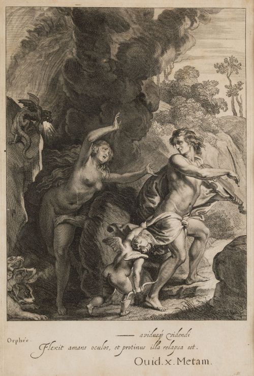 ABRAHAM VAN DIEPENBEEK, "Orfeo", Grabado en cobre sobre pap